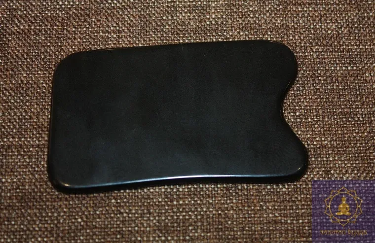 Скребок Гуаша рог буйвола прямоугольный черный