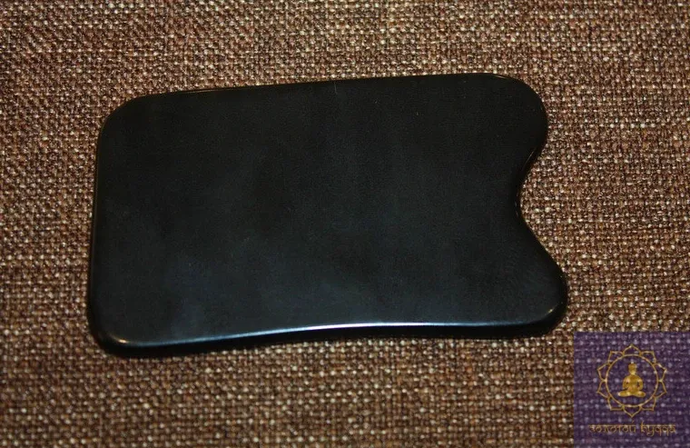 Скребок Гуаша рог буйвола прямоугольный черный