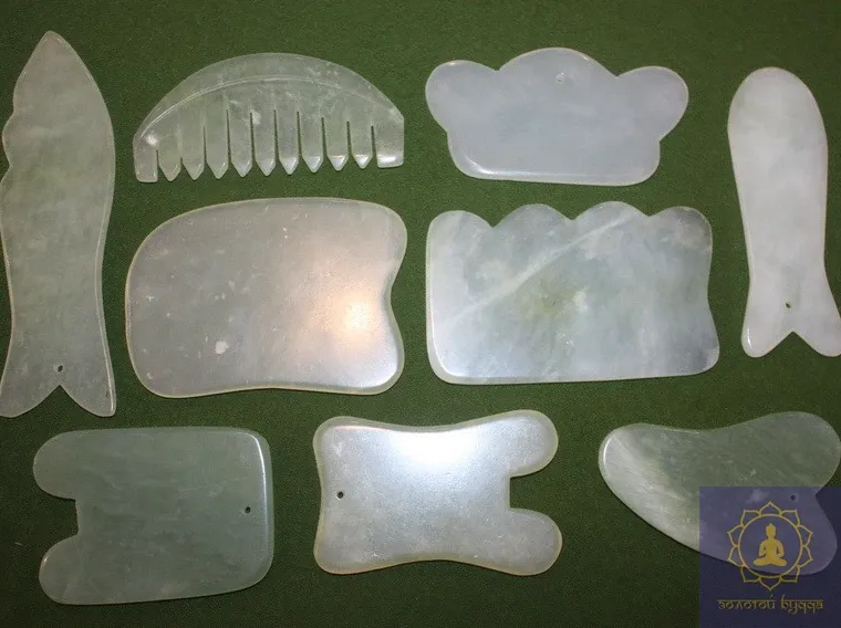 Гуаша скребок набір 9 шт. нефрит