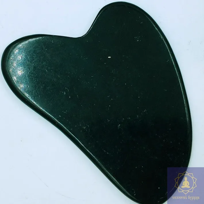 Скребок Гуаша черный нефрит сердце