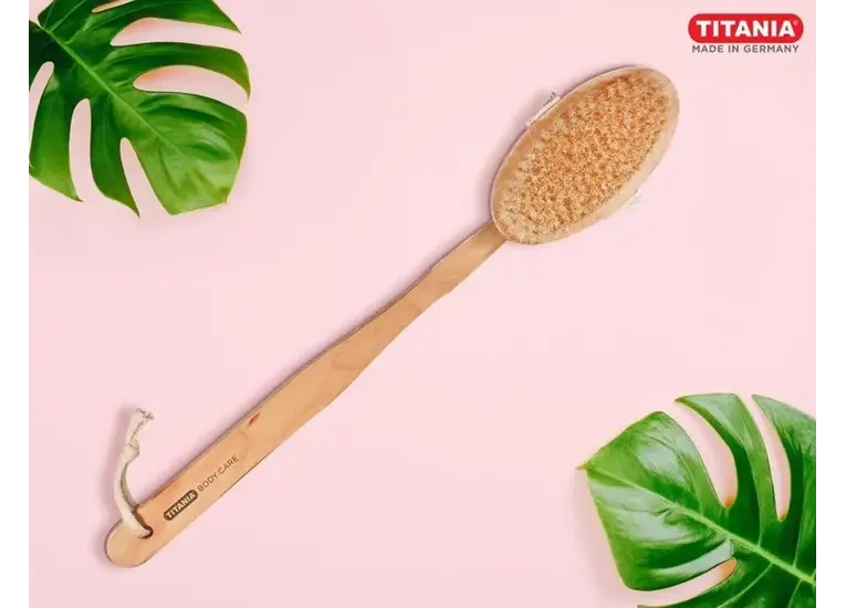 Массажная деревянная щетка для тела со съемной ручкой Titania
