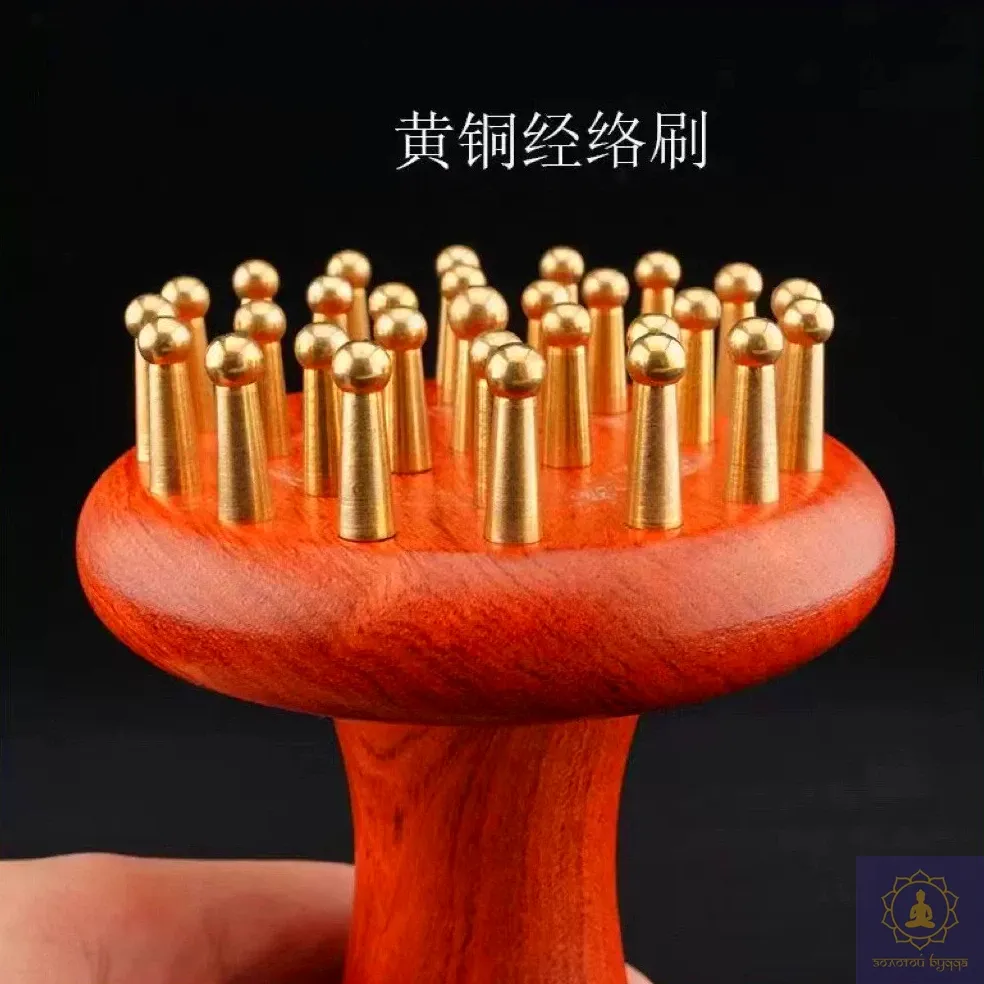 Масажер для меридіан із дерева з мідними вставками.