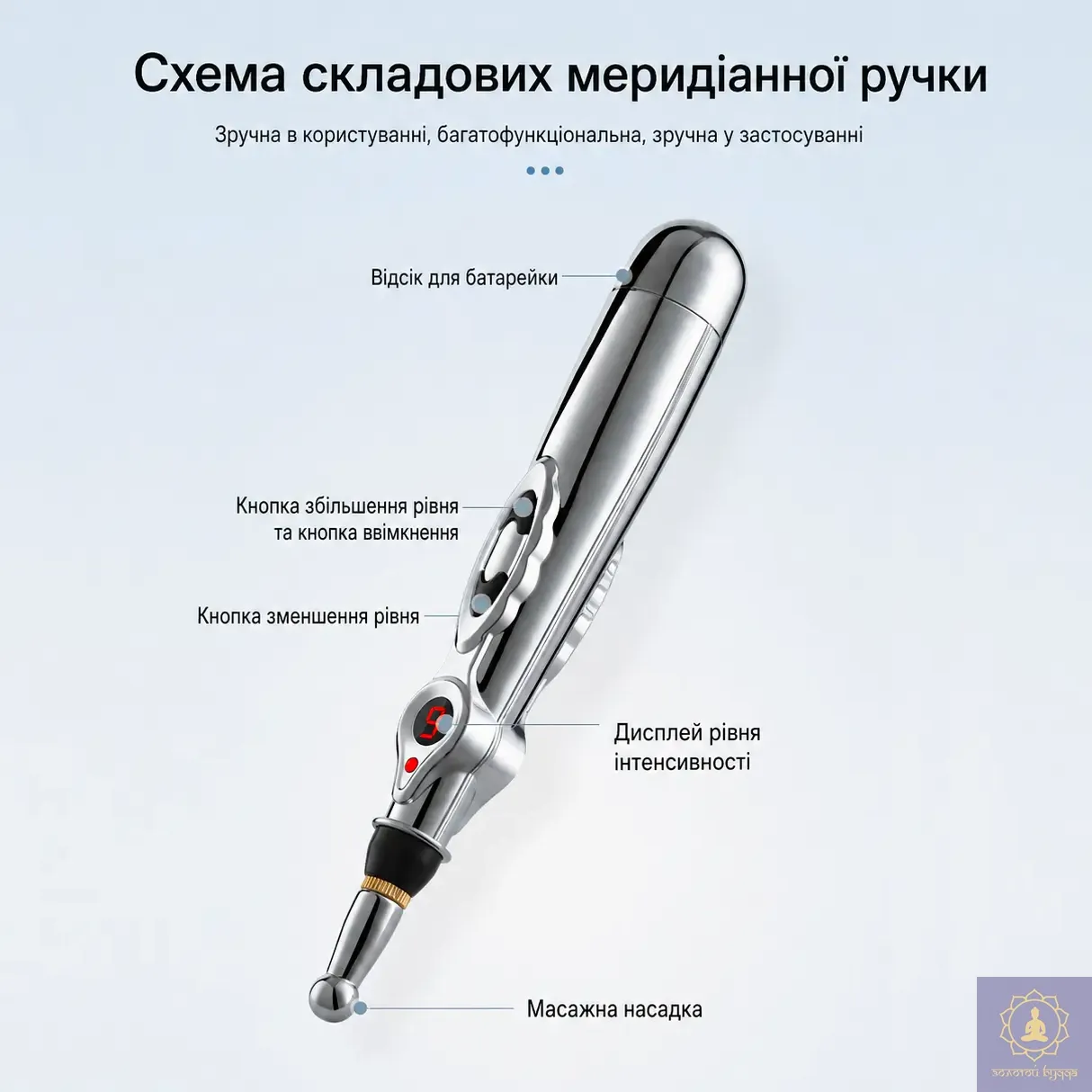 Меридіанна ручка DF-618 - електронний точковий масажер з 9 рівнями