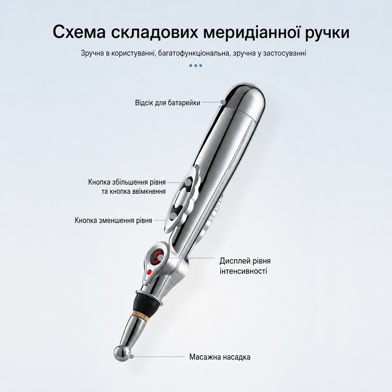 Меридіанна ручка DF-618 - електронний точковий масажер з 9 рівнями